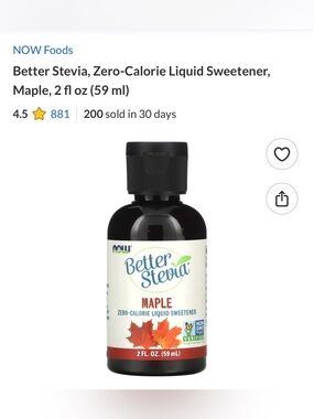 Free With Purchase Over $30! New & Sealed Better Stevia Maple Liquid Sweetener